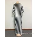 Women Loose Summer Striped Dress with Short Sleeve